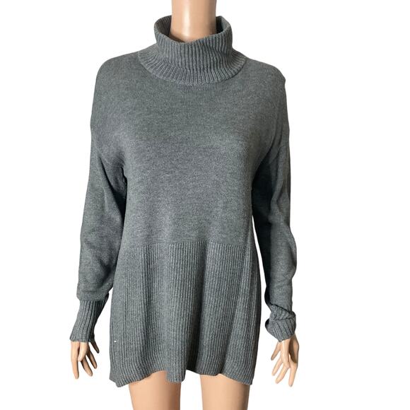 Loft Lounge Sweater Womens Medium Ribbed Womens Gray Size Medium - Picture 1 of 13